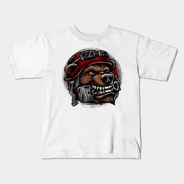 biker bear Kids T-Shirt by Mako Design 